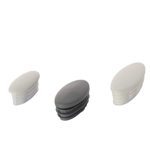 Kunststoff Lamellen Stopfen G101-ElOv gewölbter Kopf - Fuß für Ellipsenrohr | Oval-Rohr Gartenstuhl Stapelstuhl 35x20-h3 Weiss