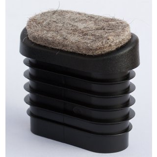 Filzgleiter Lamellen-Stopfen Fi-S101 mit schrägem Boden | Kunststoff Möbelgleiter Stuhlgleiter für Flach-Ovalrohr