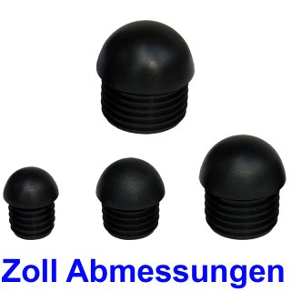 Zoll Abmessung K250-Z Kugelform Kunststoff Lamellen-Stopfen für Rundrohr Schwarz 1/2"-21,3x2,65