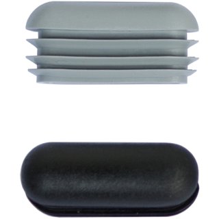 Kunststoff Lamellen-Stopfen R101 mit rundem Boden - Fußstopfen für Gartenstühle mit Flach-Ovalrohr * 40x15-Schwarz