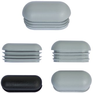 Kunststoff Lamellen-Stopfen R101 mit rundem Boden - Möbelgleiter Stuhlgleiter für Flach-Ovalrohr * 40x20-Schwarz