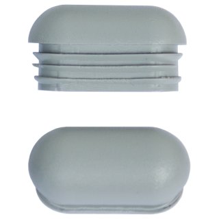 Kunststoff Lamellen-Stopfen R101 mit rundem Boden - Möbelgleiter Stuhlgleiter für Flach-Ovalrohr * 40x20-Grau