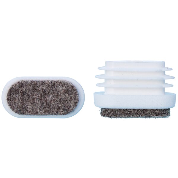 Filzgleiter Fi-101 Kunststoff Filzstopfen mit flachem Kopf Stuhlgleiter für Flach-Ovalrohr Weiss 30x15