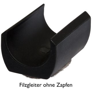 Filzgleiter ohne Zapfen Fi-204-oZ Kunststoff  klemmschalengleiter - Gleitkufe zum Klipsen Stuhlgleiter fuer runde Rohre -  Freischwingstuhl Schwarz 20