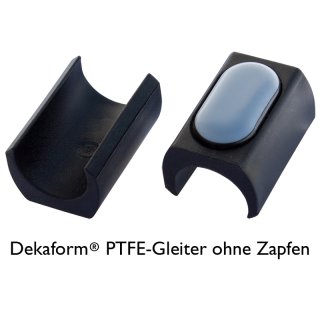 PTFE Teflongleiter ohne Zapfen PT-204, Kunststoff Möbelgleiter zum Klipsen rechteckig für Stahlrohrstühle Rundrohr