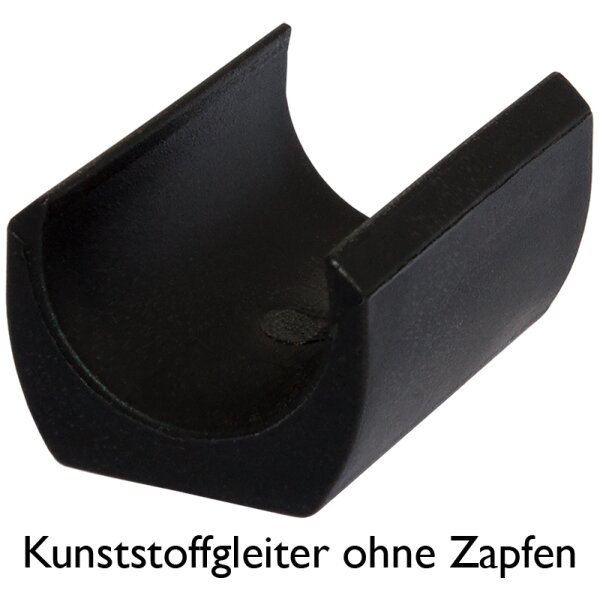 Klemmschalengleiter ohne Zapfen 204-oZ Kunststoff -Moebelgleiter - Gleitkufe rechteckig zum Klipsen Stuhlgleiter fuer Rohre Freischwinger 22 Schwarz