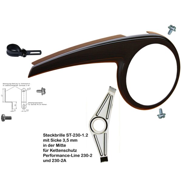 Nachrüst Set Fahrrad Kettenschutz Performance Line 230-2A bei 42 Zähne 3-fach Kettenblatt (über Kettenblatt Ring) ATB MTB nachträglich bei Kettenschaltung