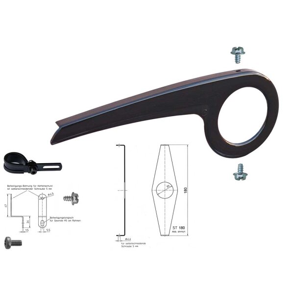 Nachrüst Set Kettenschutz Easy-Line 180-3 Kettenkasten für 36 38 Zähne 1-fach Kettenblatt City Bike Schwarz