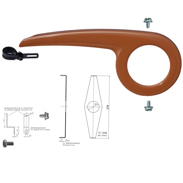 Nachrüstset Fahrrad Dekaform Kettenschutz Performance Line 219-2 für 44-46-48 Z Kettenblatt City Bike mit Befestigungsmaterial