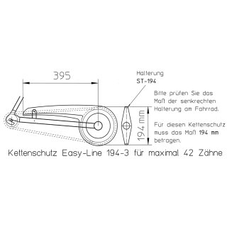 Easy-Line Fahrradkettenschutz Hellgrün 194 mm für 1-fach Kettenblatt City Bike