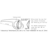Rot-transparenter Fahrrad Kettenschutz Performance Line für ATB MTB bei 3 fach Kettenblatt 42 bis 48 Zähne