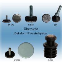 Teflongleiter Höhenversteller 570-D Möbelgleiter zum Schrauben | Dekaform PTFE Verstellgleiter rund mit Gewinde D30-M8xL22