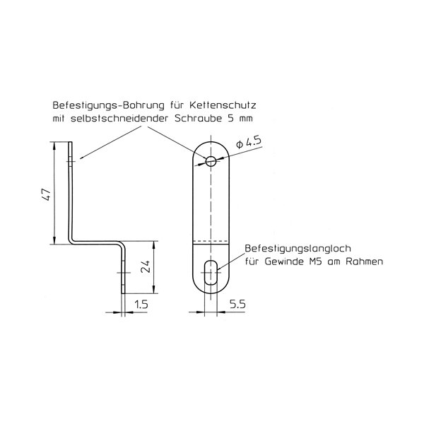 Halterung für Fahrrad Kettenschutz hinten ST- 101-1+2 Steg Befestigung mit 2 Schrauben