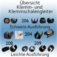 Farbloser dezenter PTFE Klemmschalengleiter ohne Zapfen PT204NaoZ Teflongleiter für Freischwinger Stühle Höffner XXXLutz * 25 31x17