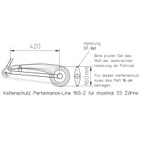 Performance Line Fahrrad Kettenschutz Schwarz 160 |180 | 219 mm für City Bike mit 1-fach Kettenblatt 160 mm B Ware