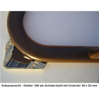 Kippschutz Kunststoff Gleiter 106 Schalengleiter hinten als Stuhlgleiter für Schulstuhl mit Ovalrohr 38x20 Natur-farblos