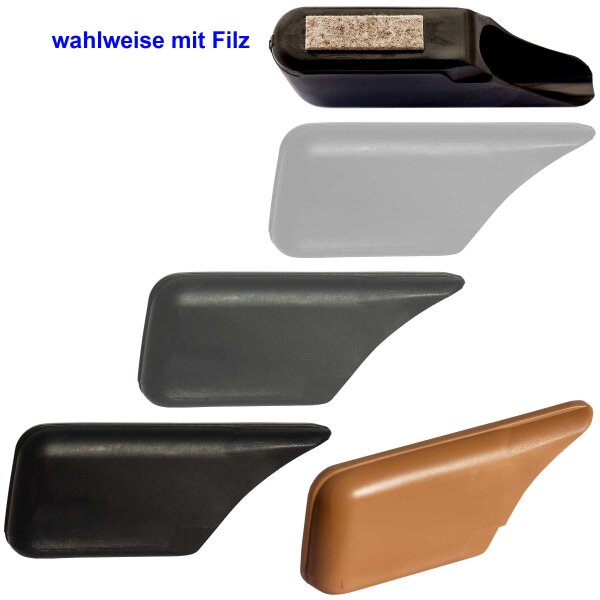 Universal Gleitkappe Filzgleiter UT-104 Möbelgleiter oval | Fußkappe mit Trittschutz für Schulmöbel - Schulstuhl mit Ovalrohr