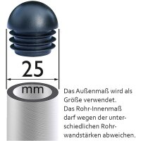 Kugelform Kunststoff Stopfen - Lamellenstopfen Möbelgleiter Dekaform K-250-D | Stuhlstopfen für Rundrohre Weiss-60,3