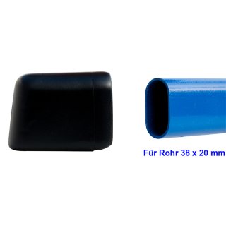 Kunststoffgleiter 103-38x20 Gleitkappe | Fusskappe als Stuhlgleiter vorn f&uuml;r Ovalrohr Sch&uuml;lerstuhl