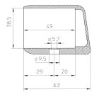Kunststoffgleiter 103-38x20 Gleitkappe | Fusskappe als Stuhlgleiter vorn f&uuml;r Ovalrohr Sch&uuml;lerstuhl