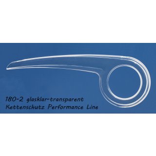 Fahrrad Kettenschutz Dekaform Performance Line 180-2 bei 36-38 Zähne Kettenblatt fuer City Bike mit Nabenschaltung Glasklar transparent