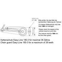 Fahrrad Kettenschutz Easy-Line 180-3 für 36/38 Zähne Kettenblatt bei Nabenschaltung - Sonderanfertigung Schwarz 318 260